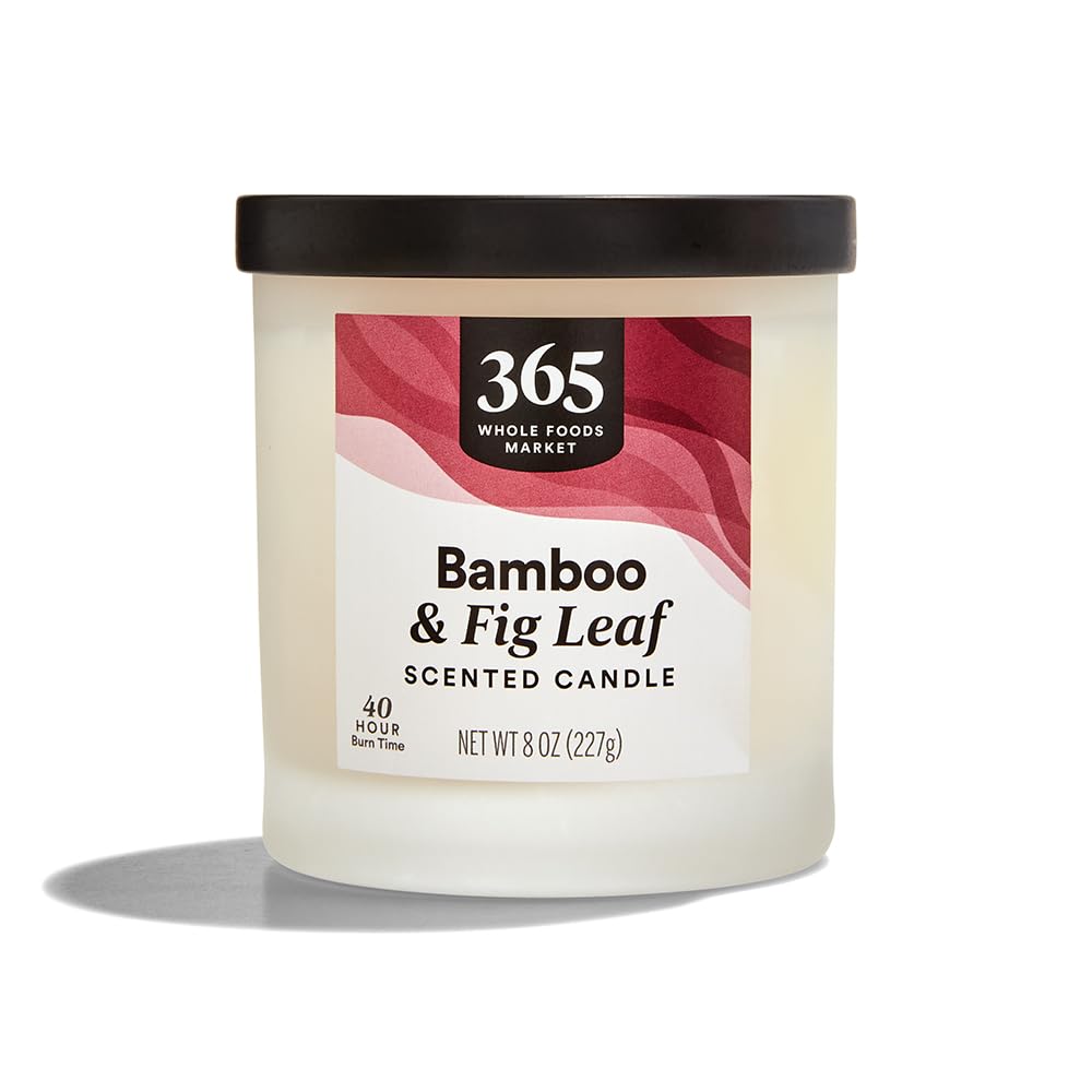 365 by Whole Foods Market bamboo fig leaf candle 8 oz jar visible front view