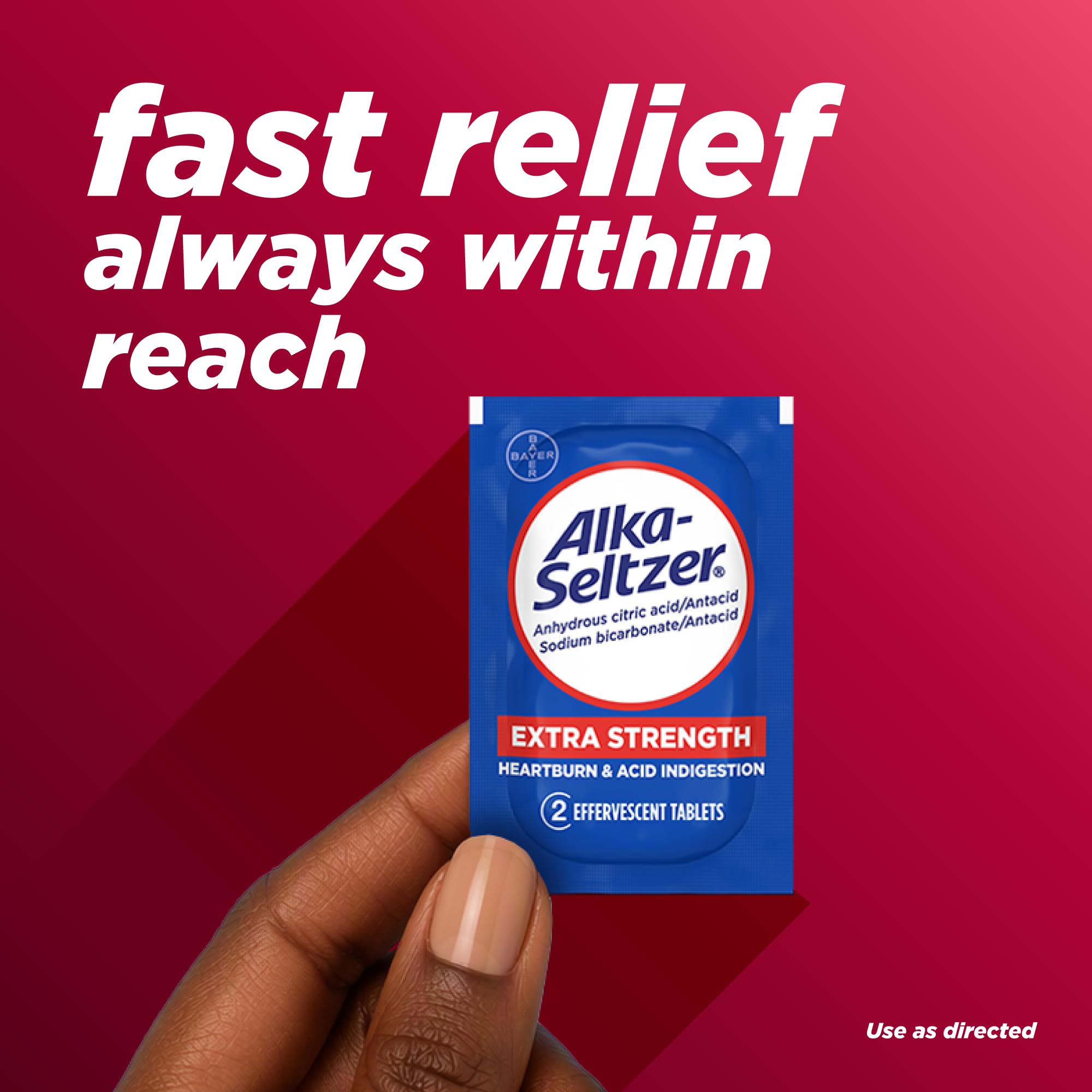 Alka-Seltzer extra strength heartburn relief label close-up