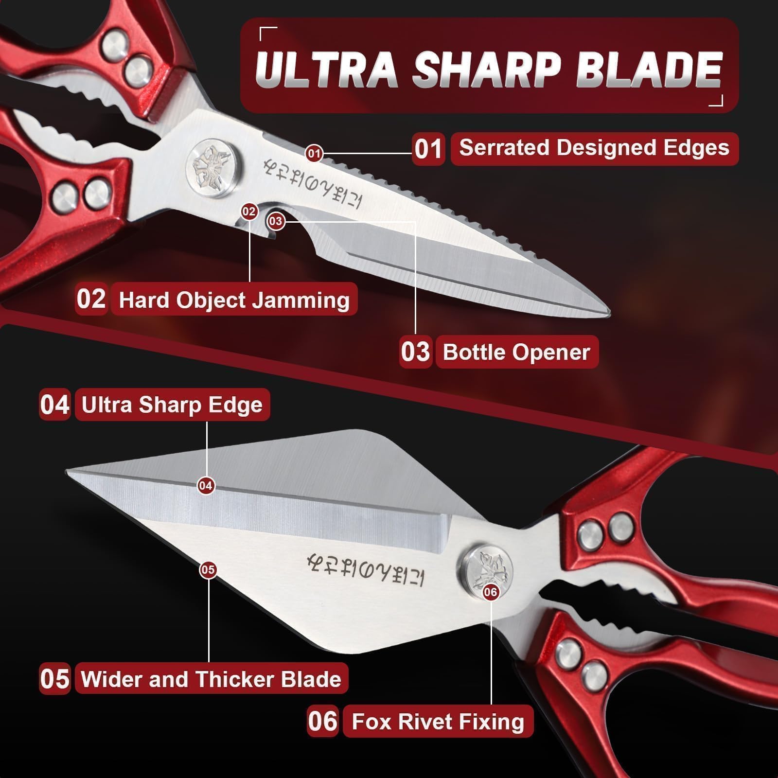 3cr13mov stainless steel shears close up image