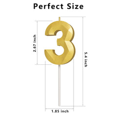 3D diamond shape gold number candles