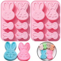 2 pink 3D Easter Bunny silicone molds for chocolate