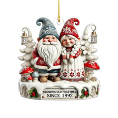3D effect gnome couple ornament acrylic 8 cm