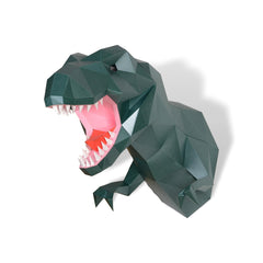 Low poly wall decor featuring tyrannosaurus rex trophy