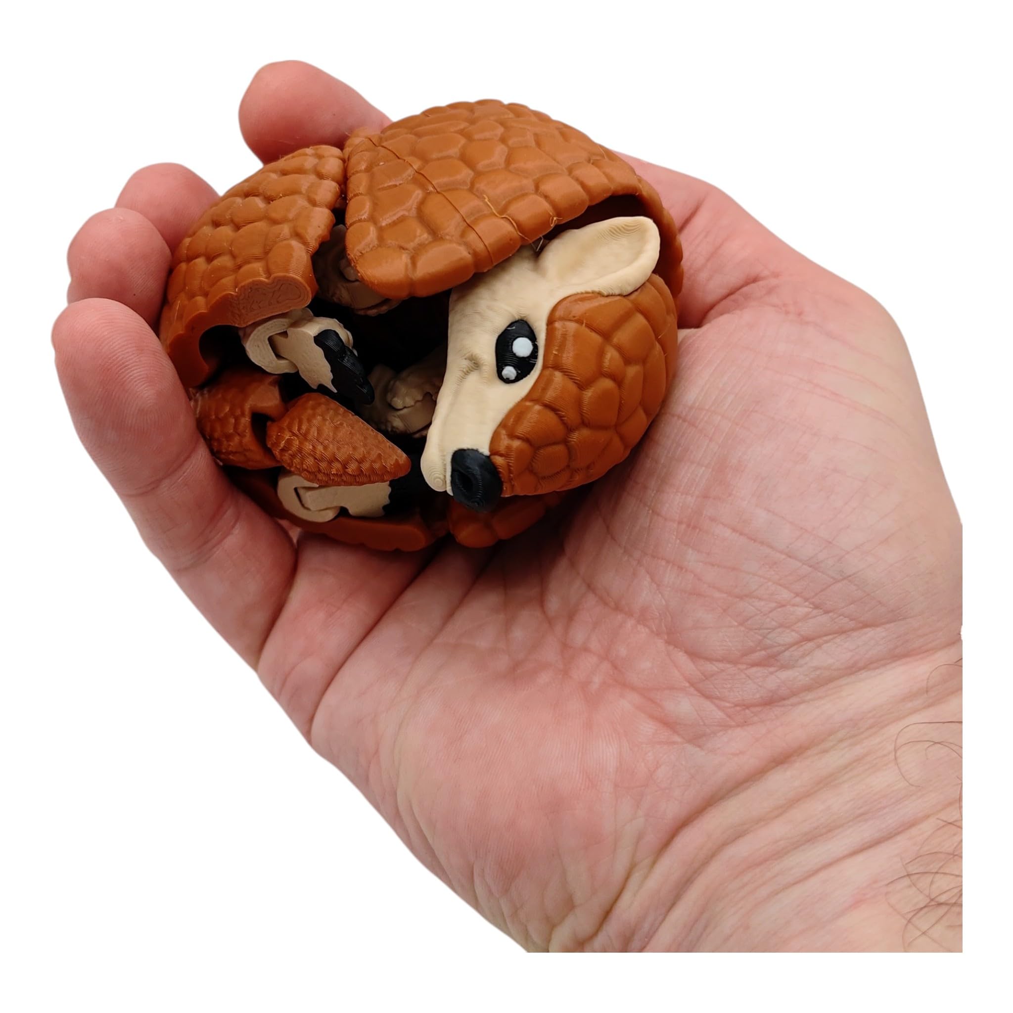 3d printed articulated armadillo toy close up joints