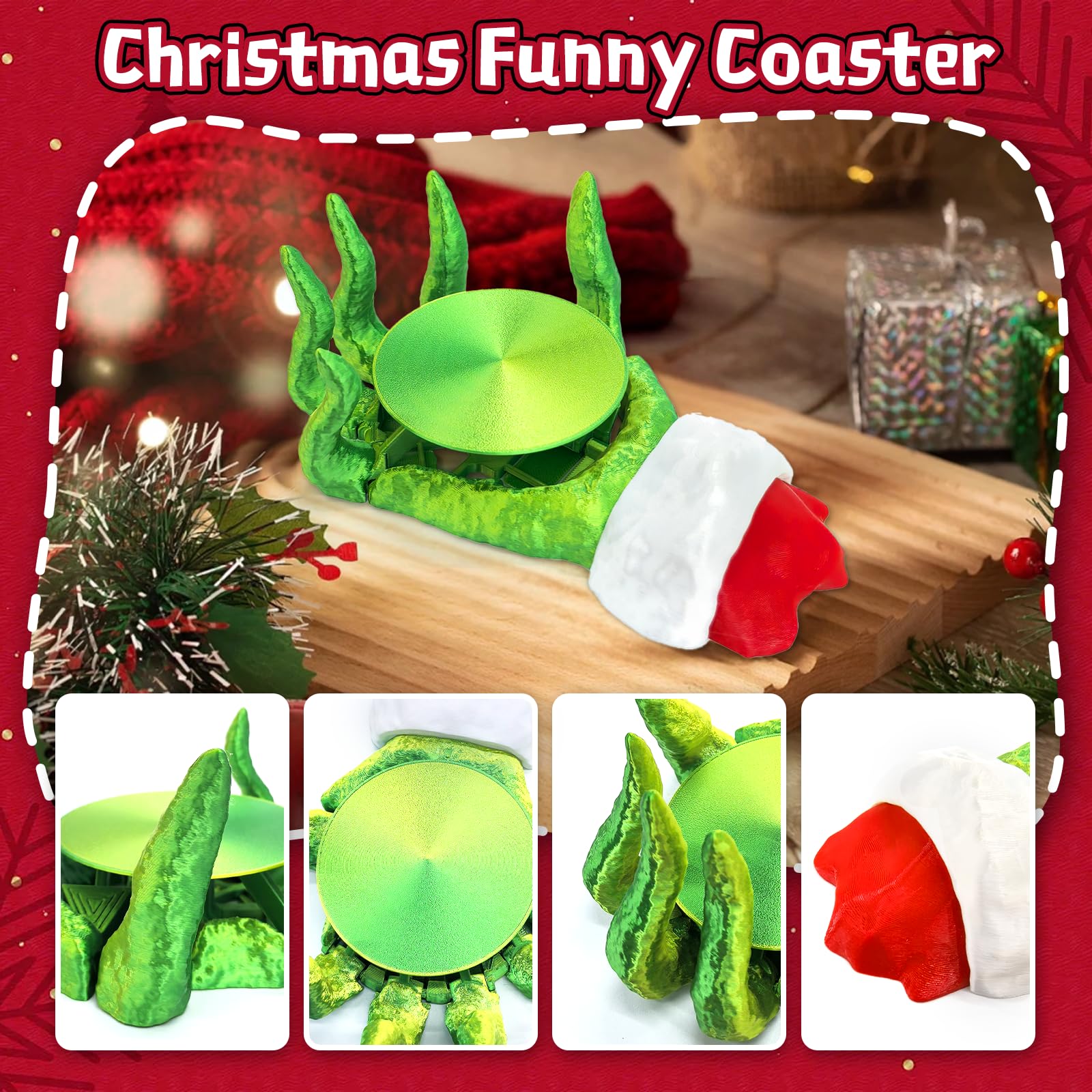 3D printed coaster made of PLA for Christmas decor