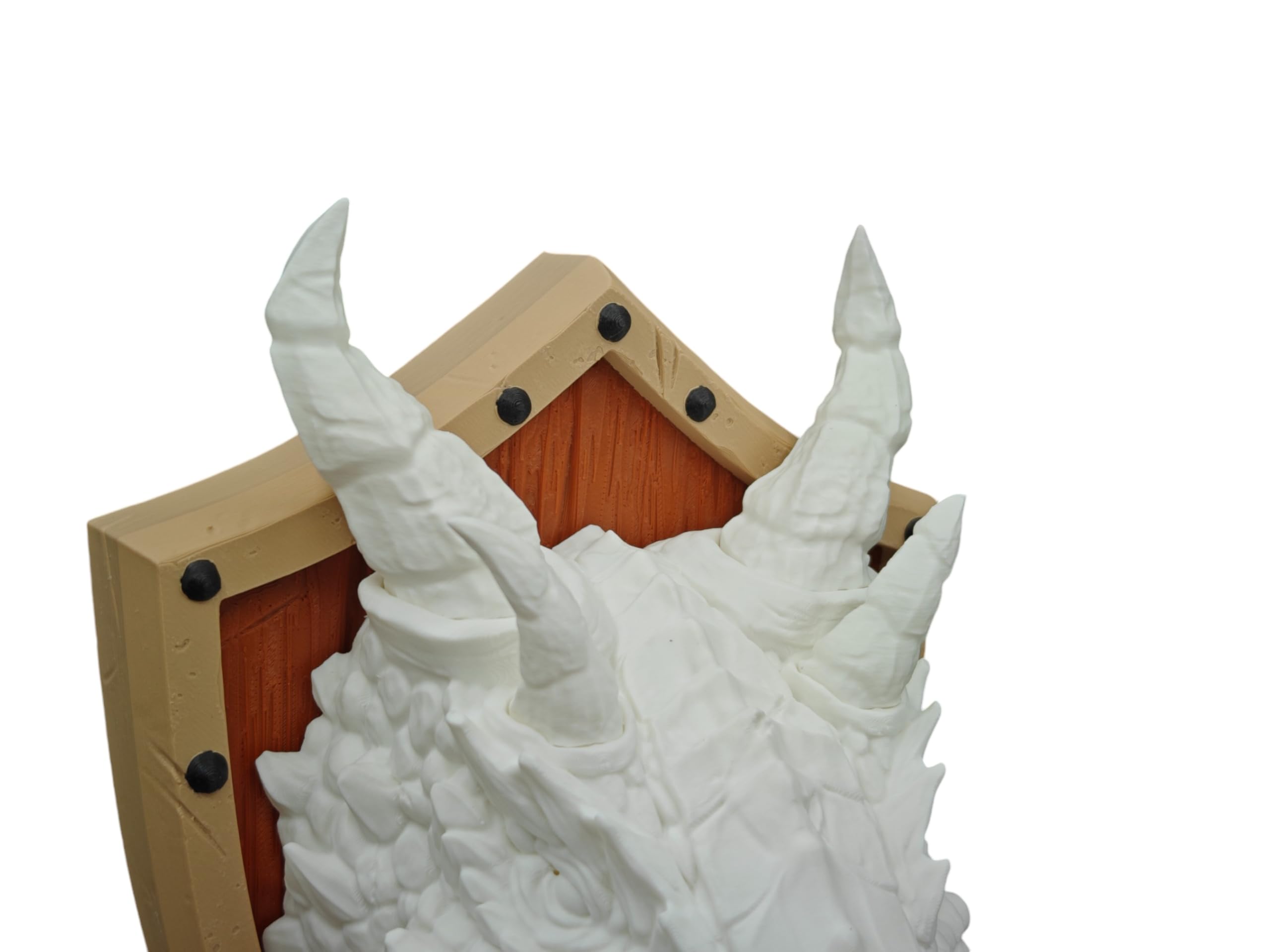3D printed dragon head wall decor PLA plastic closeup