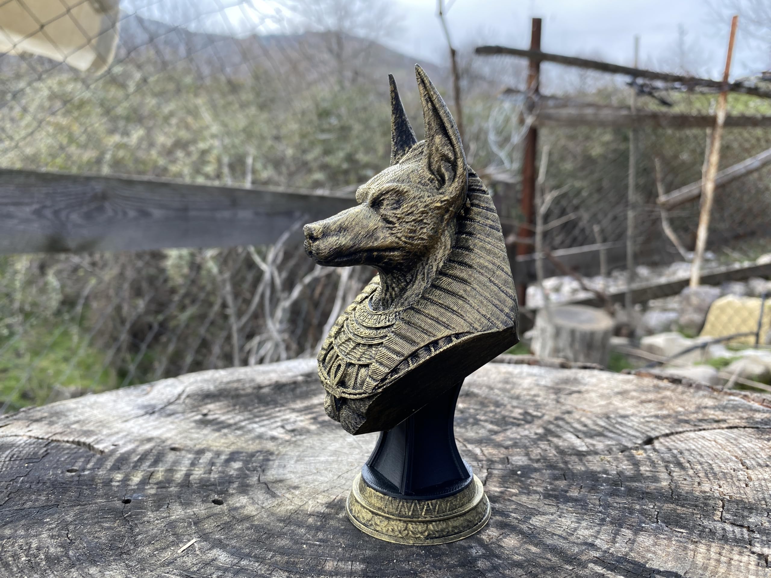 3d printed PLA sculpture of Anubis bust