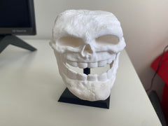3D printed PLA Troll Face skull figurine displayed