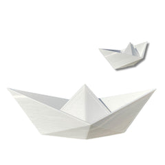 3D printed paper boat figurine on desk