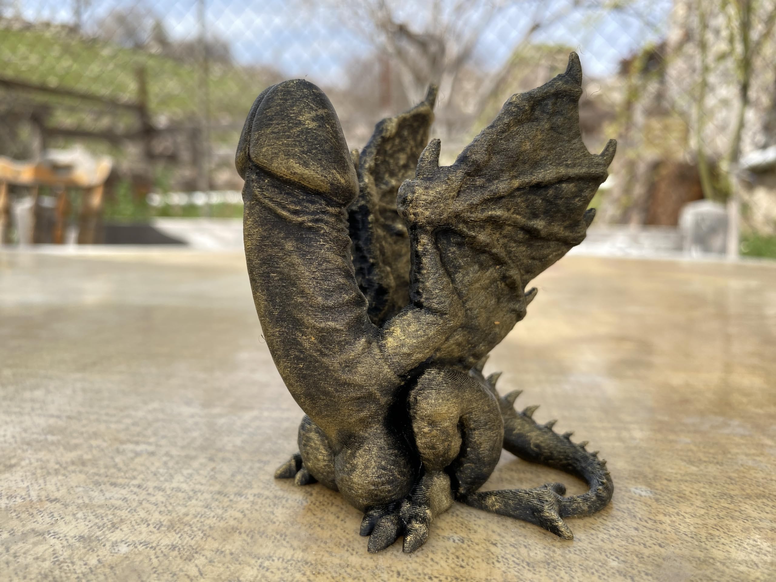 3D printed PLA dragon statue with hand-painted finish