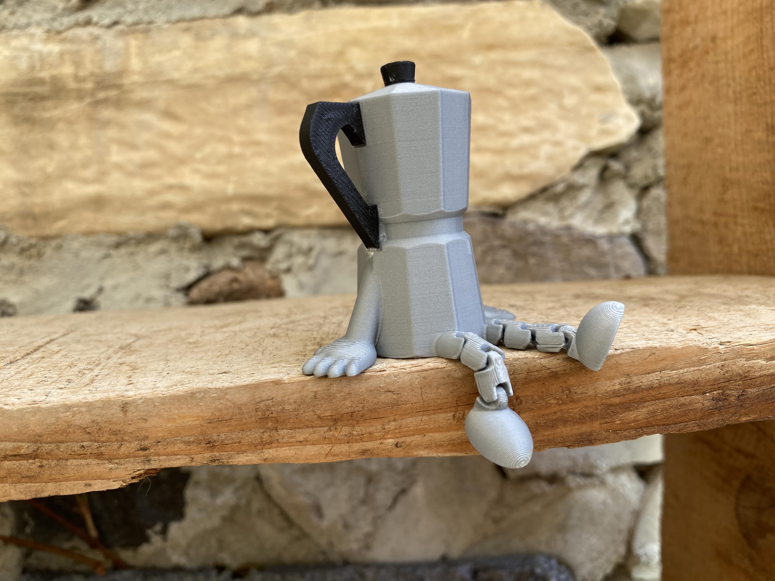 3D printed PLA shelf decor moka pot figure