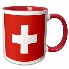 3Drose Swiss Flag mug white ceramic red interior and handle