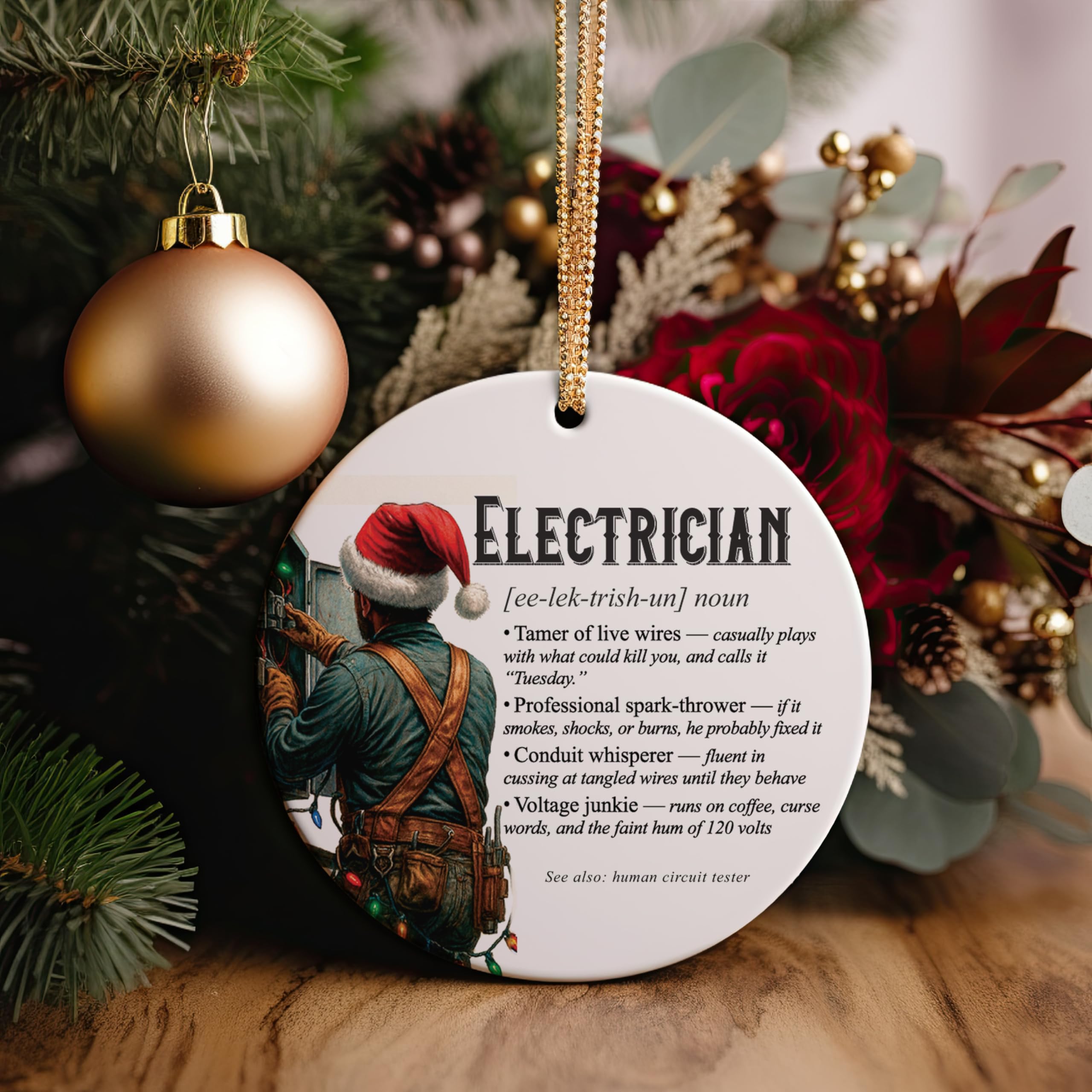 3 inch ceramic ornament for electricians image