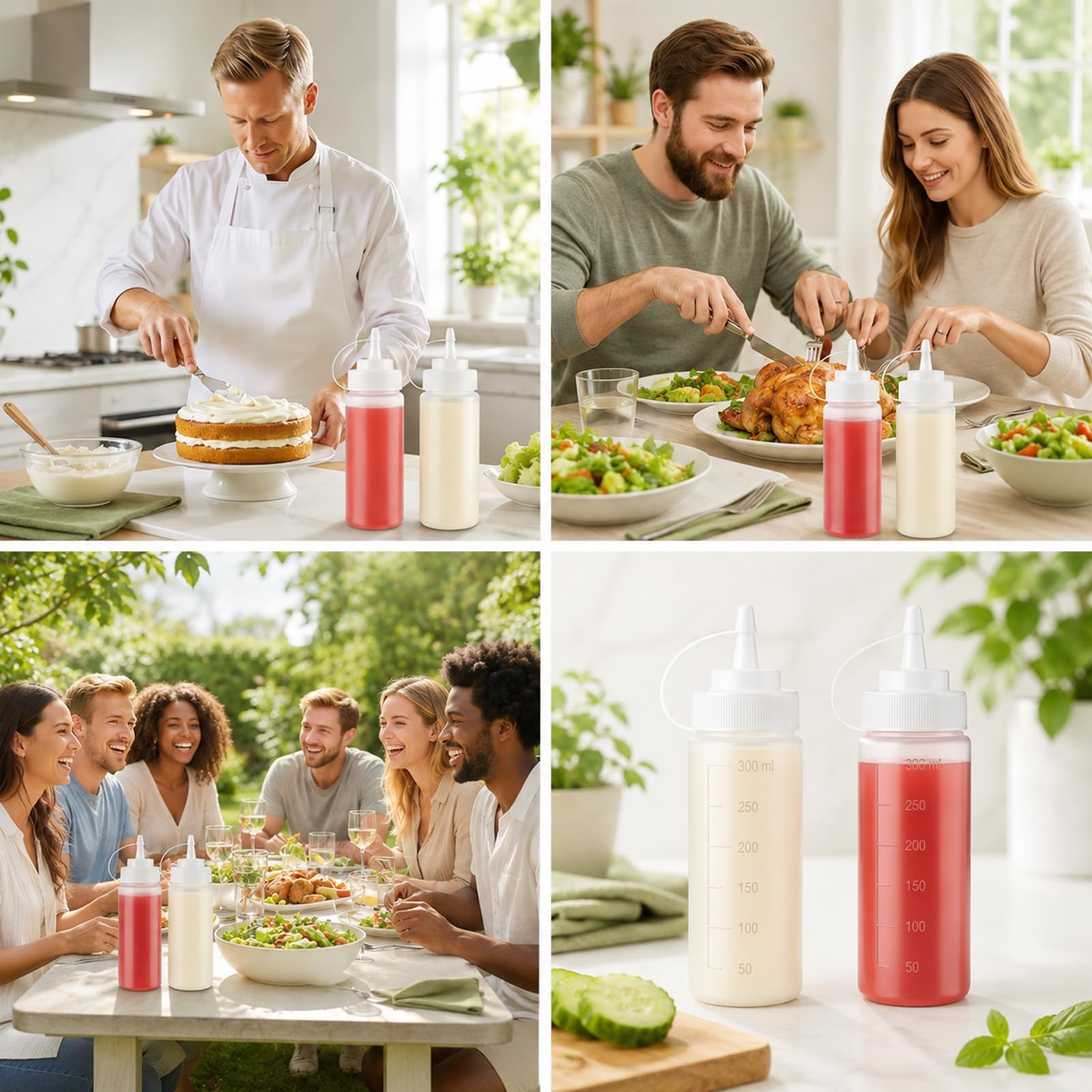 3 pack sauce bottles for kitchen storage