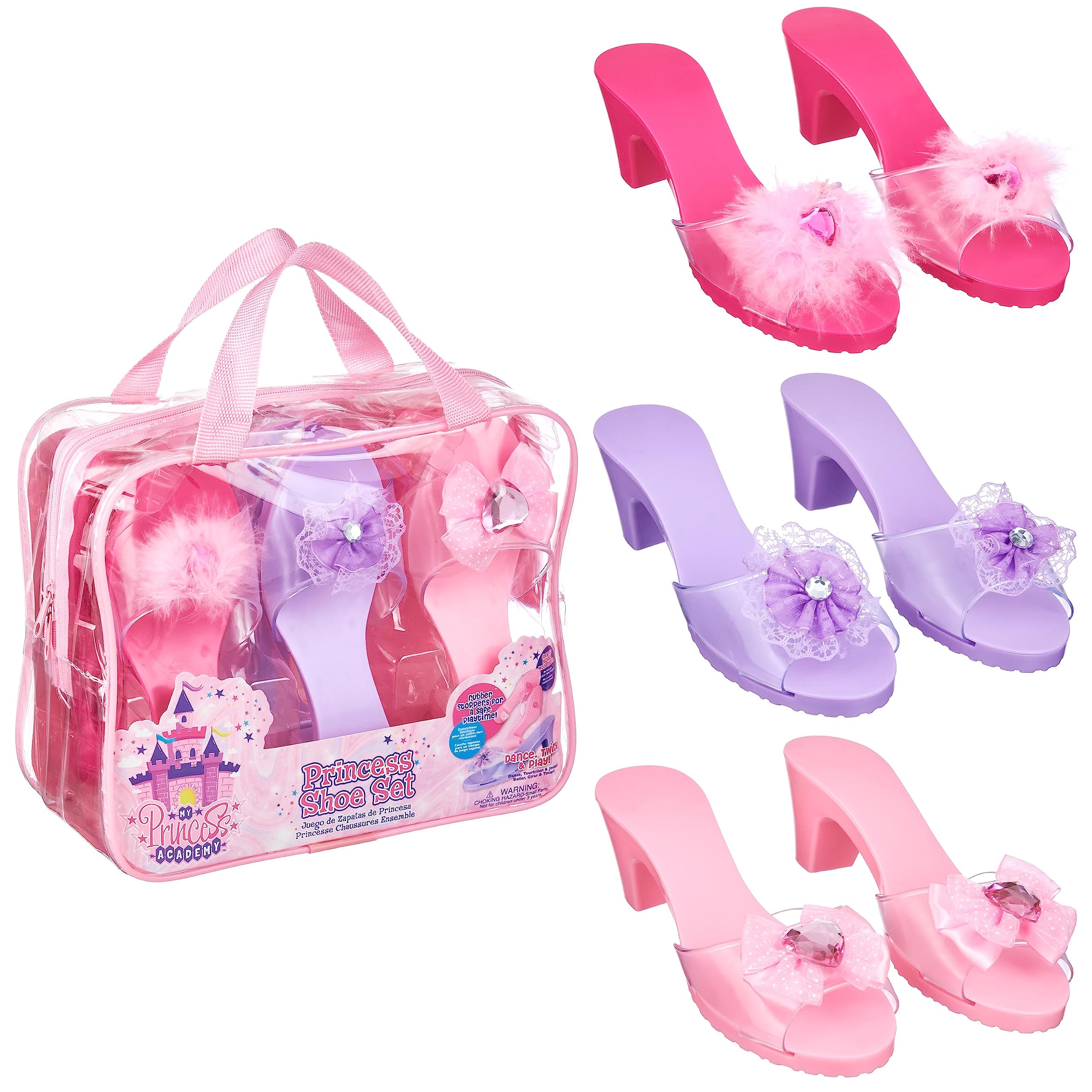 Pastel Princess Dress Up Shoe Set 3pc pink toddler slip-ons