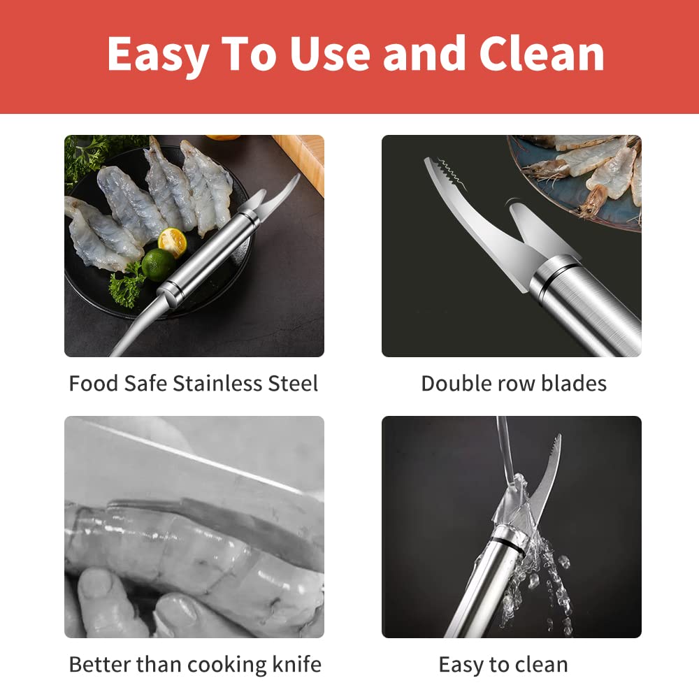 Portable 3pc shrimp deveiner set for home or boat