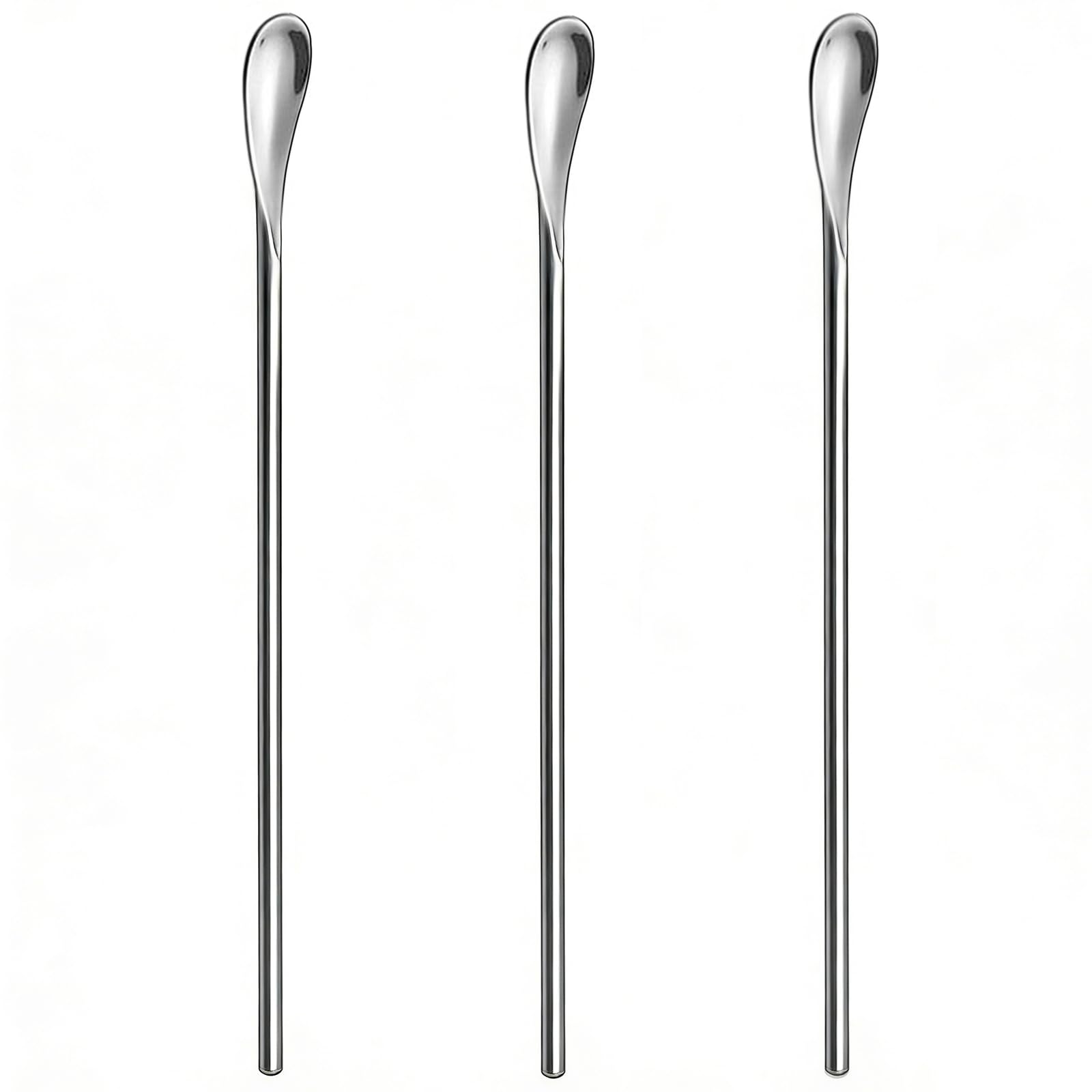 3pc latte spoons long 8.6 inch SUS 304 stainless steel in silver