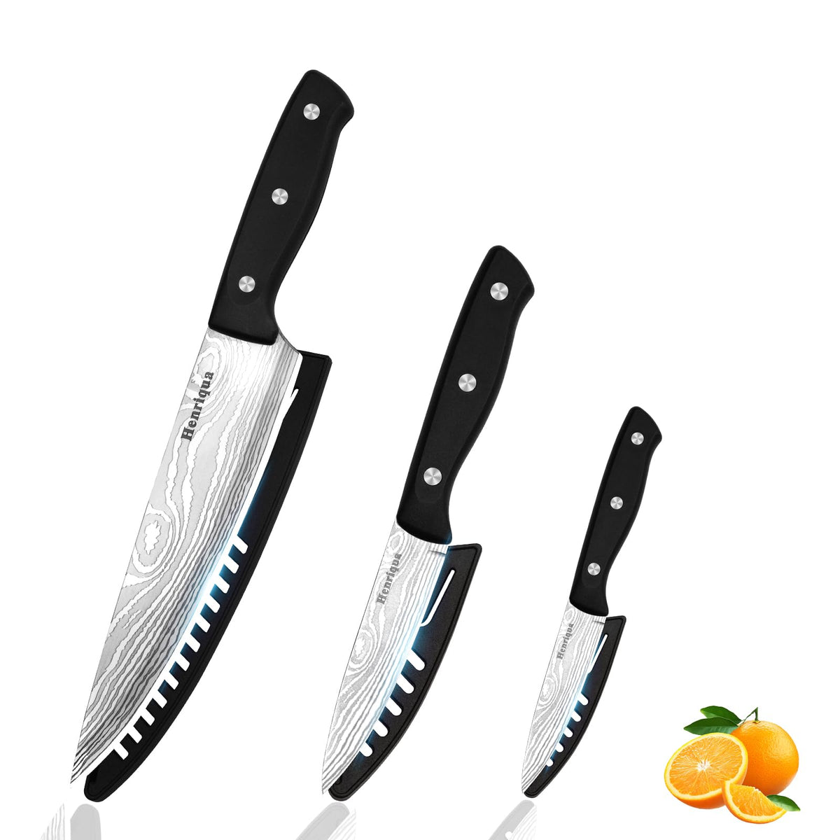 3PCS Chef Knife Set with 8 inch chef knife and 5 inch utility knife