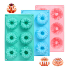 3pcs mini bundt cake pans silicone 6-cavity set microwave safe
