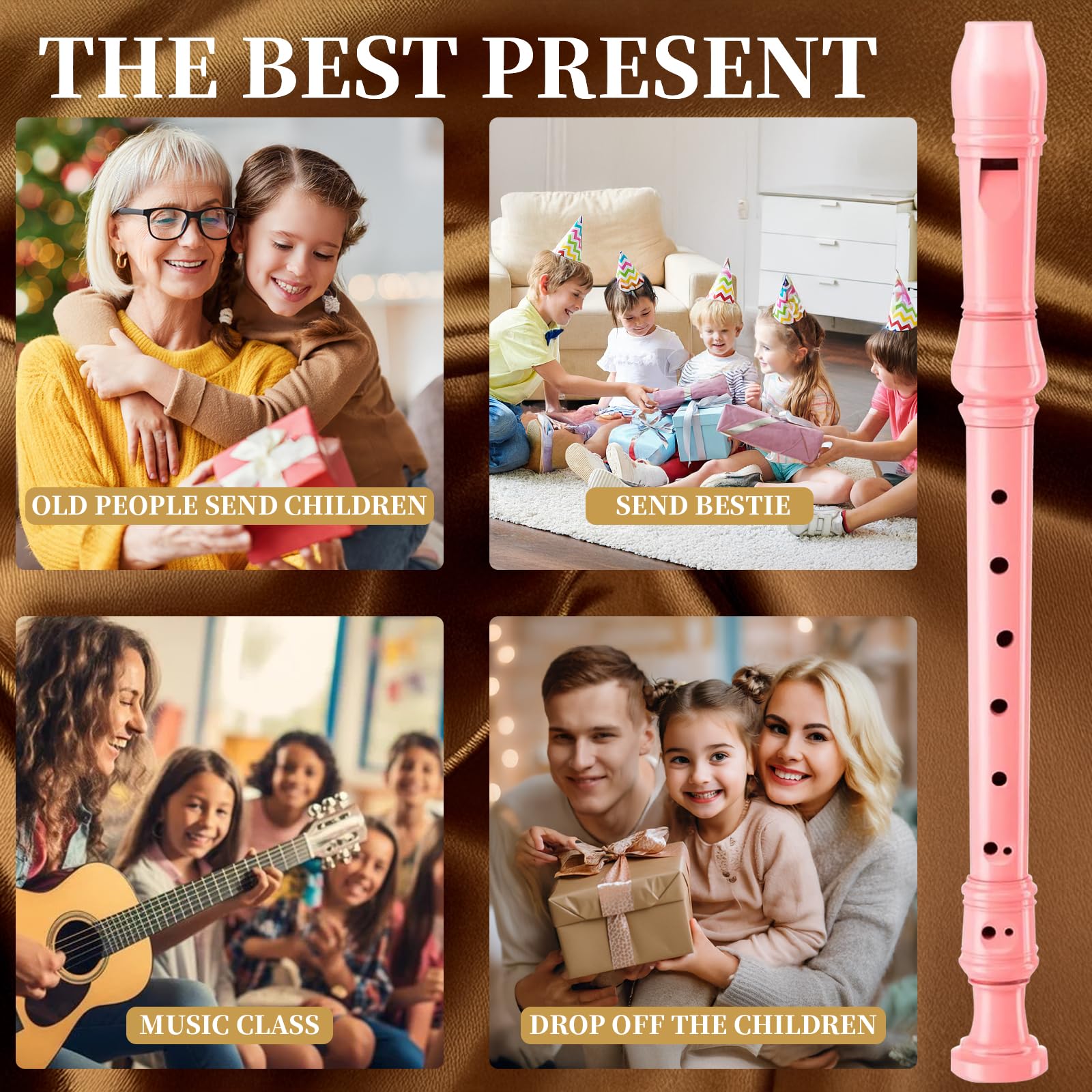 Fingering chart included with pink soprano recorder