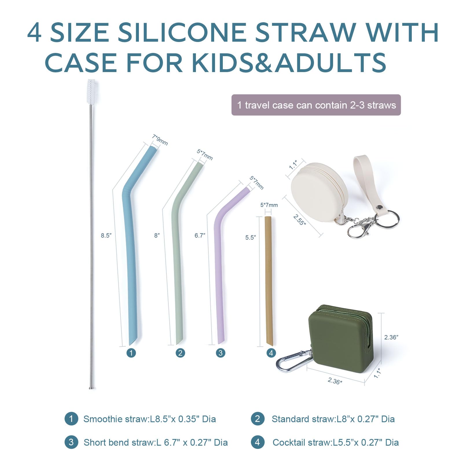 6.7 inch bend silicone straw for regular drinks