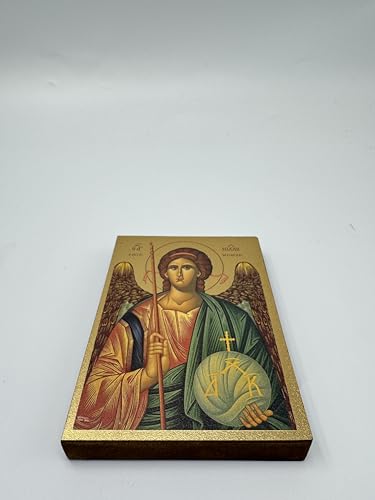 4.5 x 5.5 inch wall hanging Archangel Michael icon with keyhole