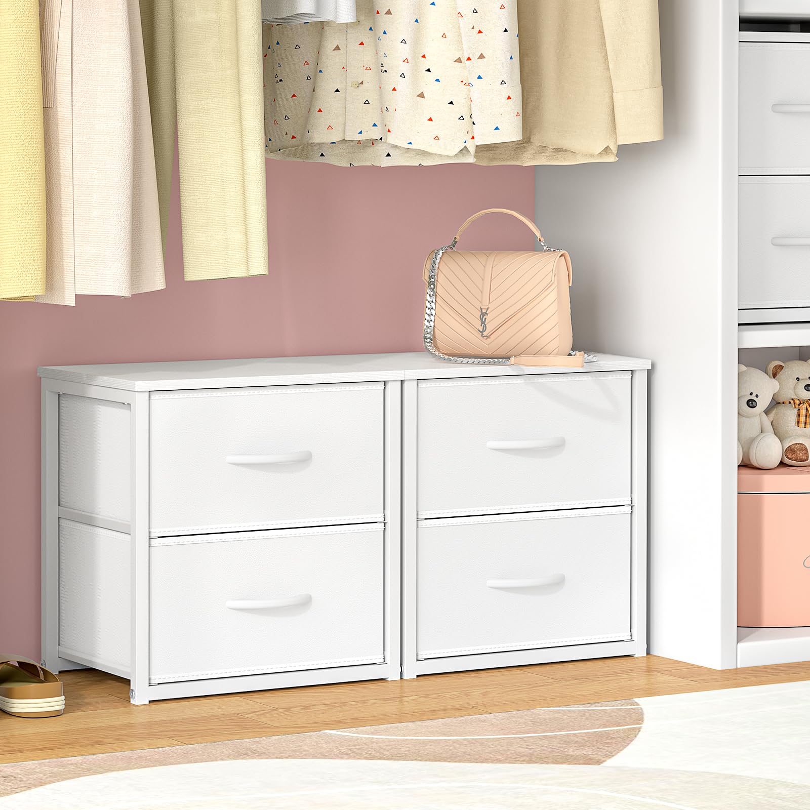 Compact four-drawer closet organizer for small spaces