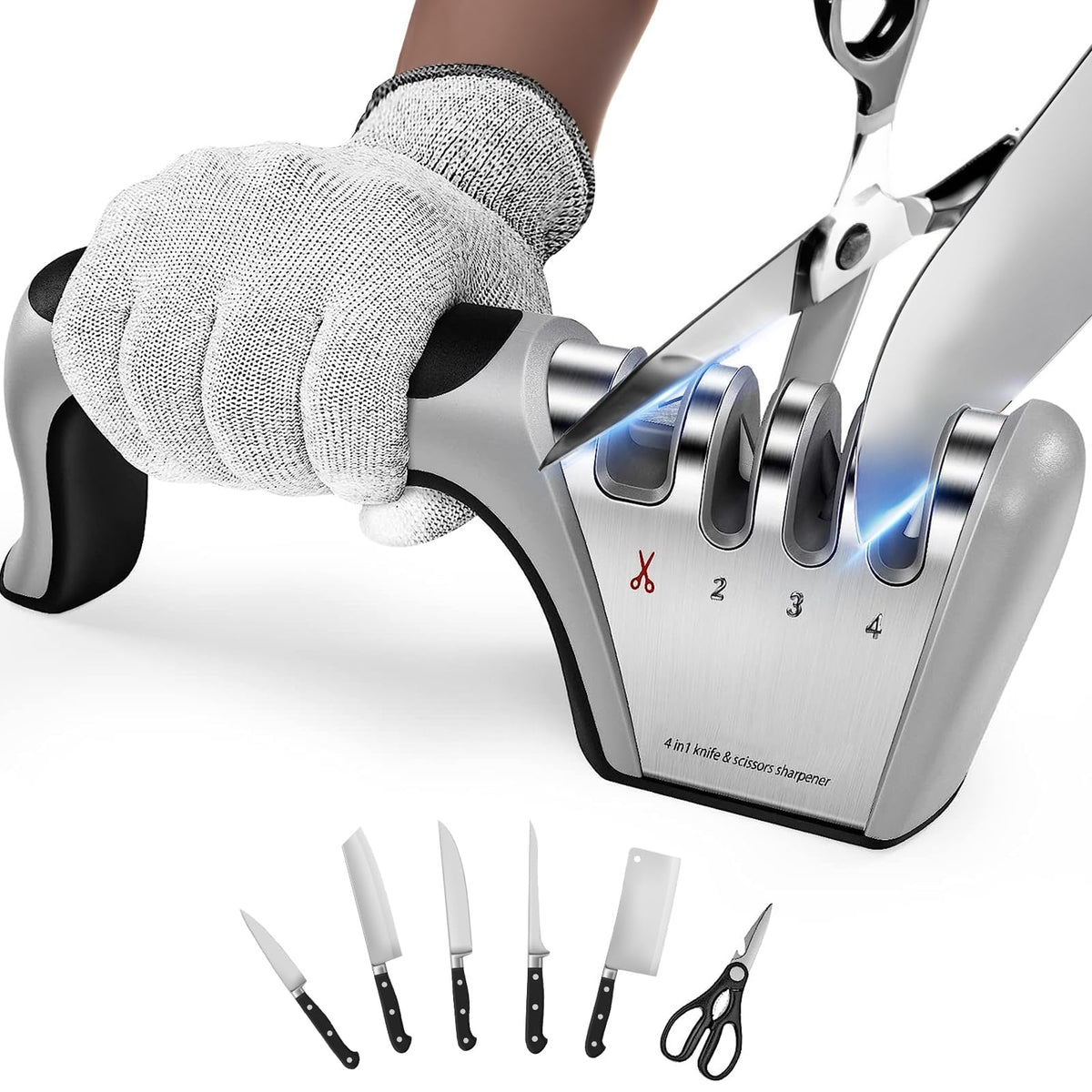 4-in-1 knife sharpener for ceramic and steel blades