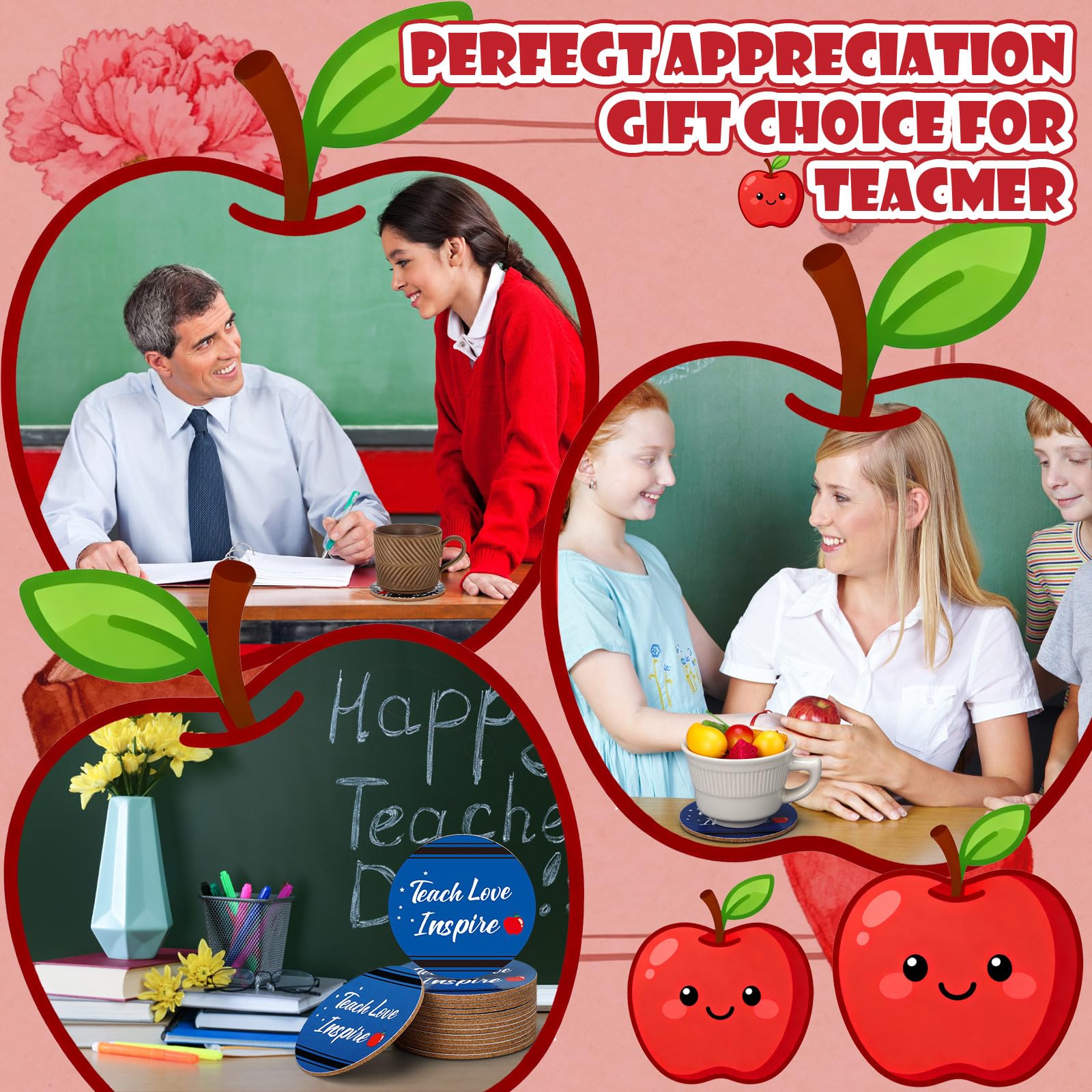 Teacher appreciation gift cork coasters bulk for classroom