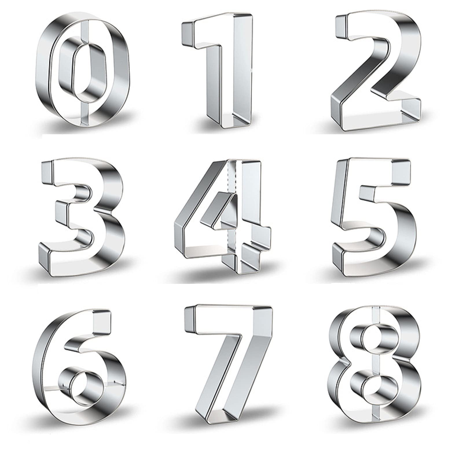 4 inches number cookie cutters digits 0 to 8 in a 9-piece set