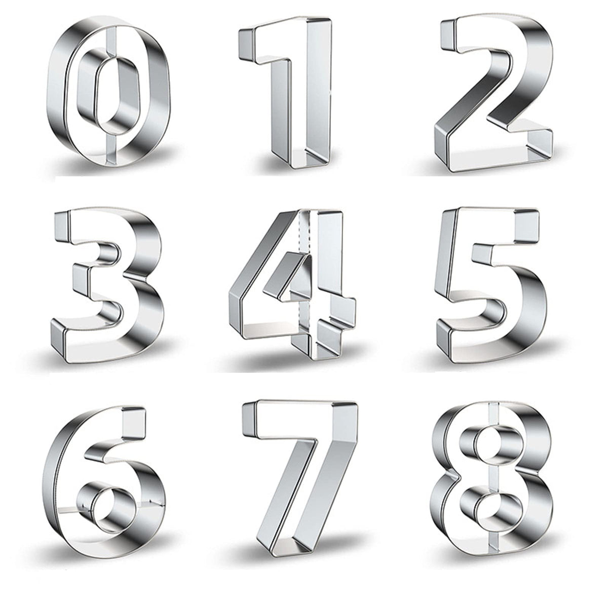 4 inches number cookie cutters digits 0 to 8 in a 9-piece set