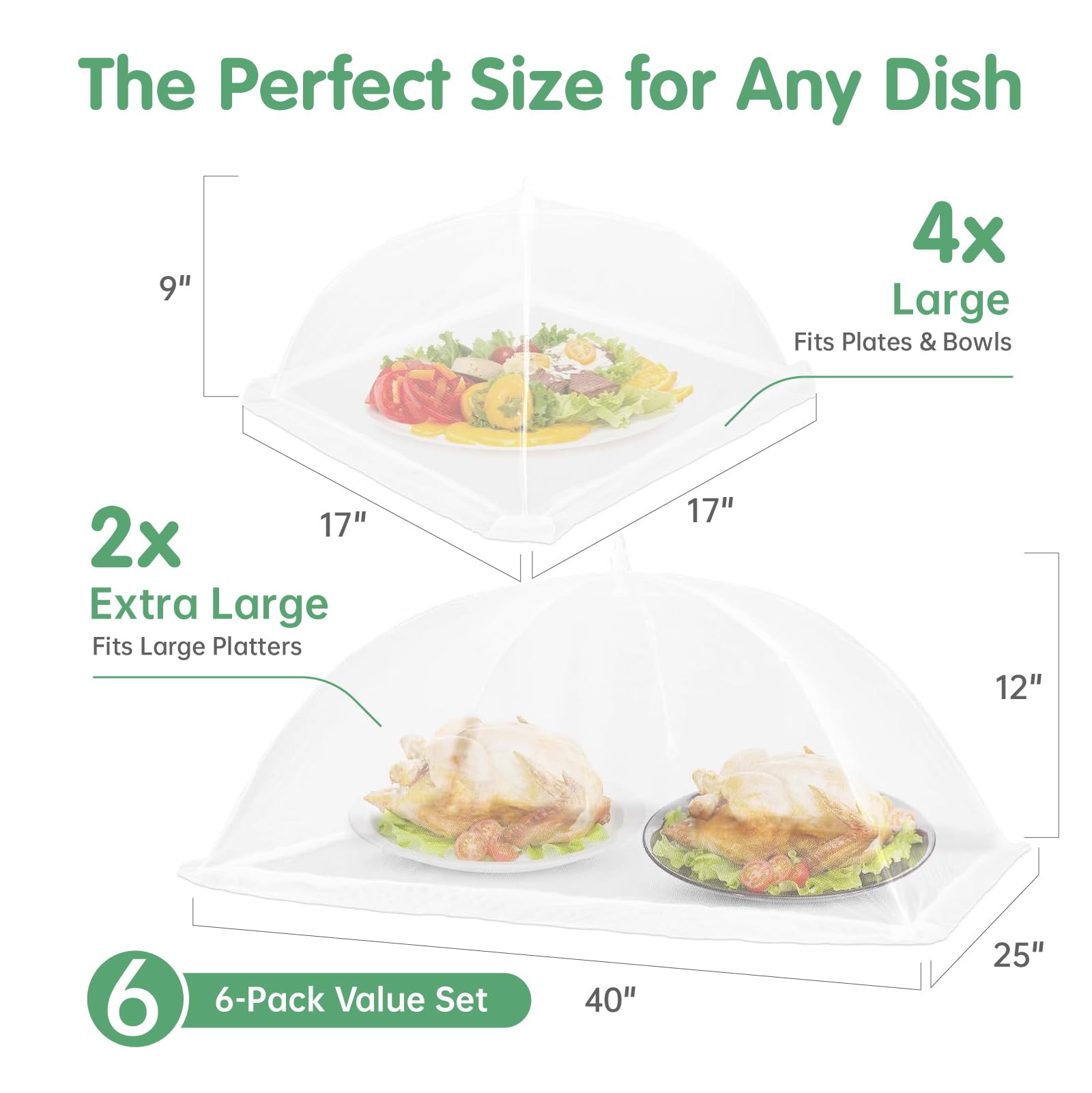 Pop-up foldable mesh food covers with carry bag