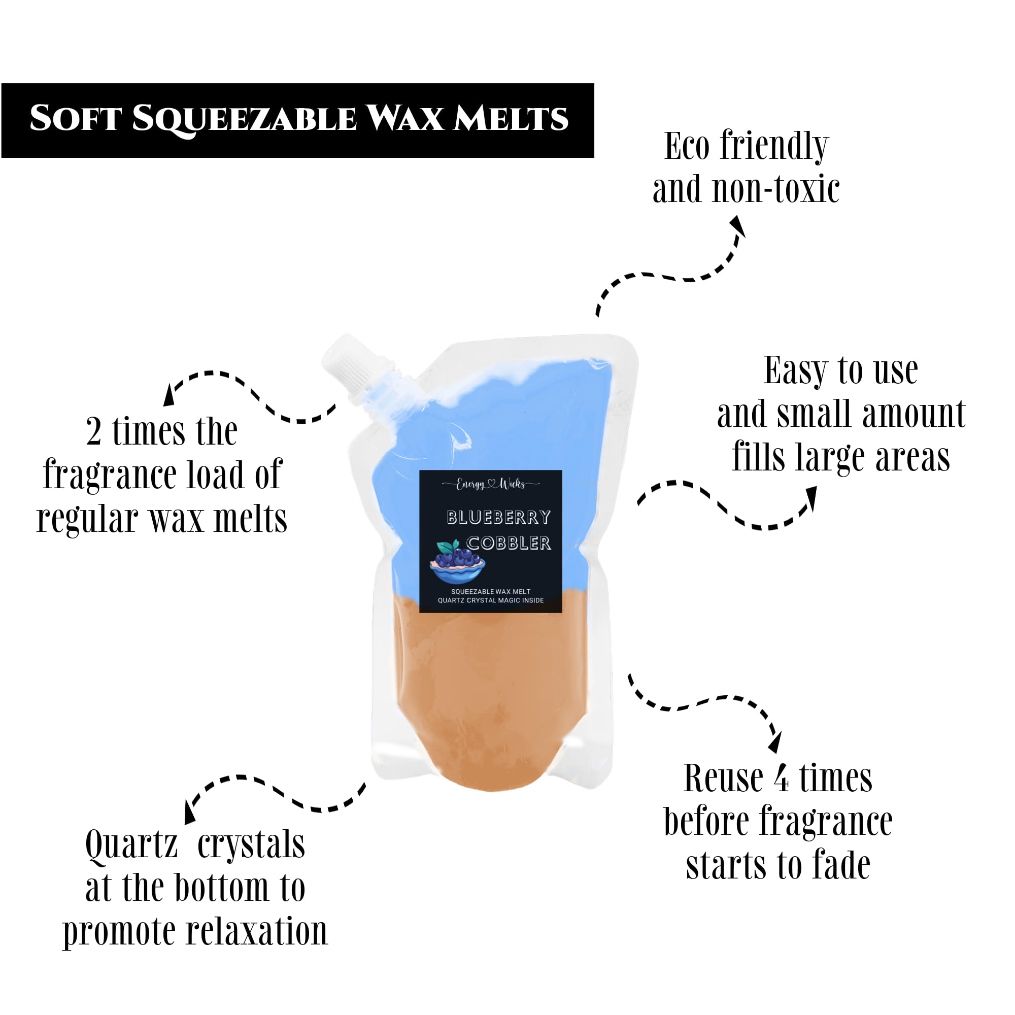 All natural soy wax base squeezable melt packaging 4 oz