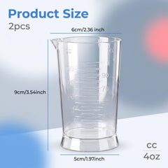 Dual unit oz ml scale on clear hair dye measuring cup