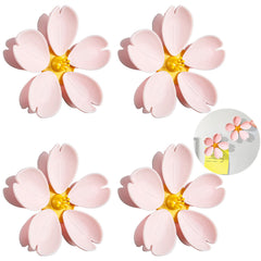 Four pack cherry chip clips magnetic set with pink and yellow blossoms