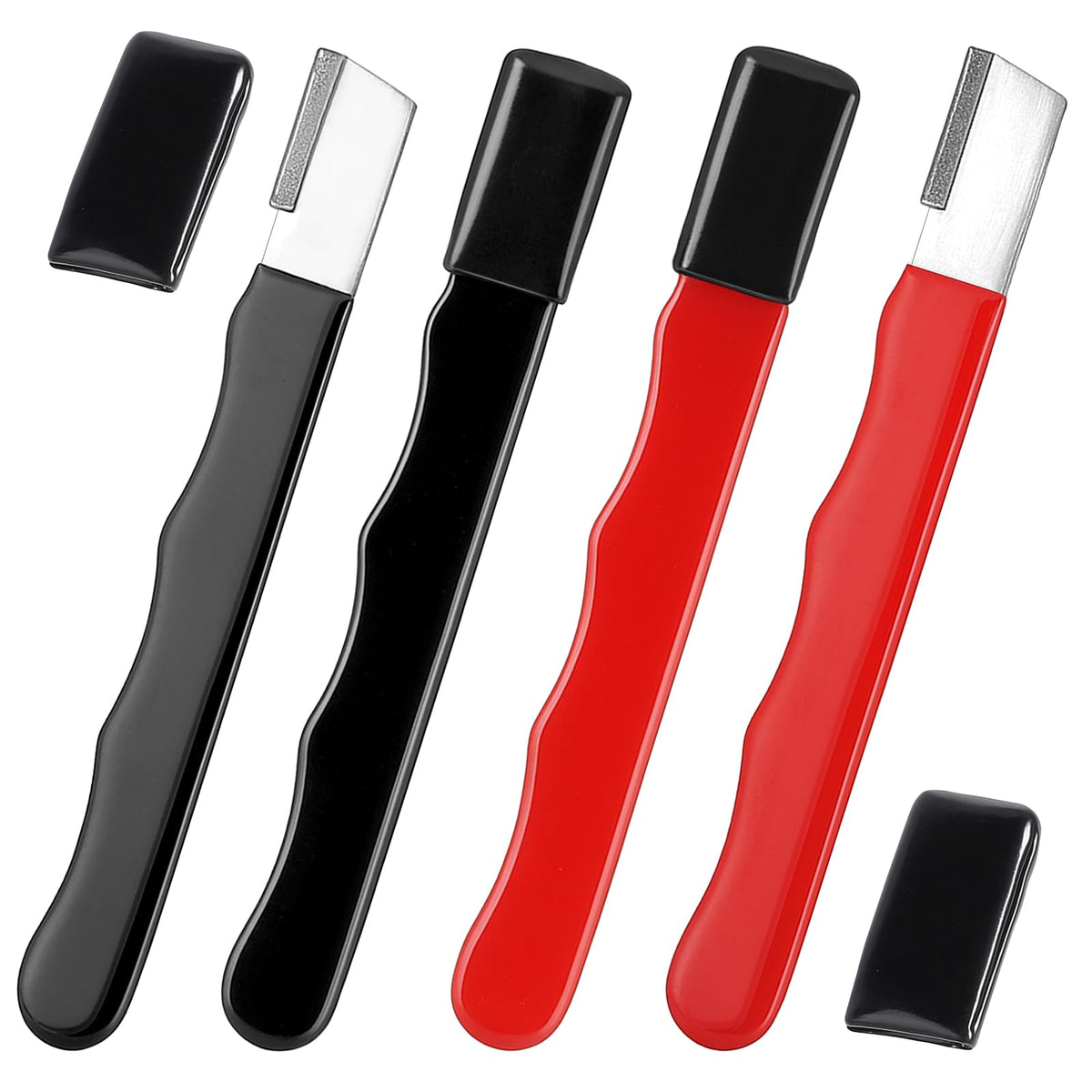 set of 4 garden tool sharpeners in black and red