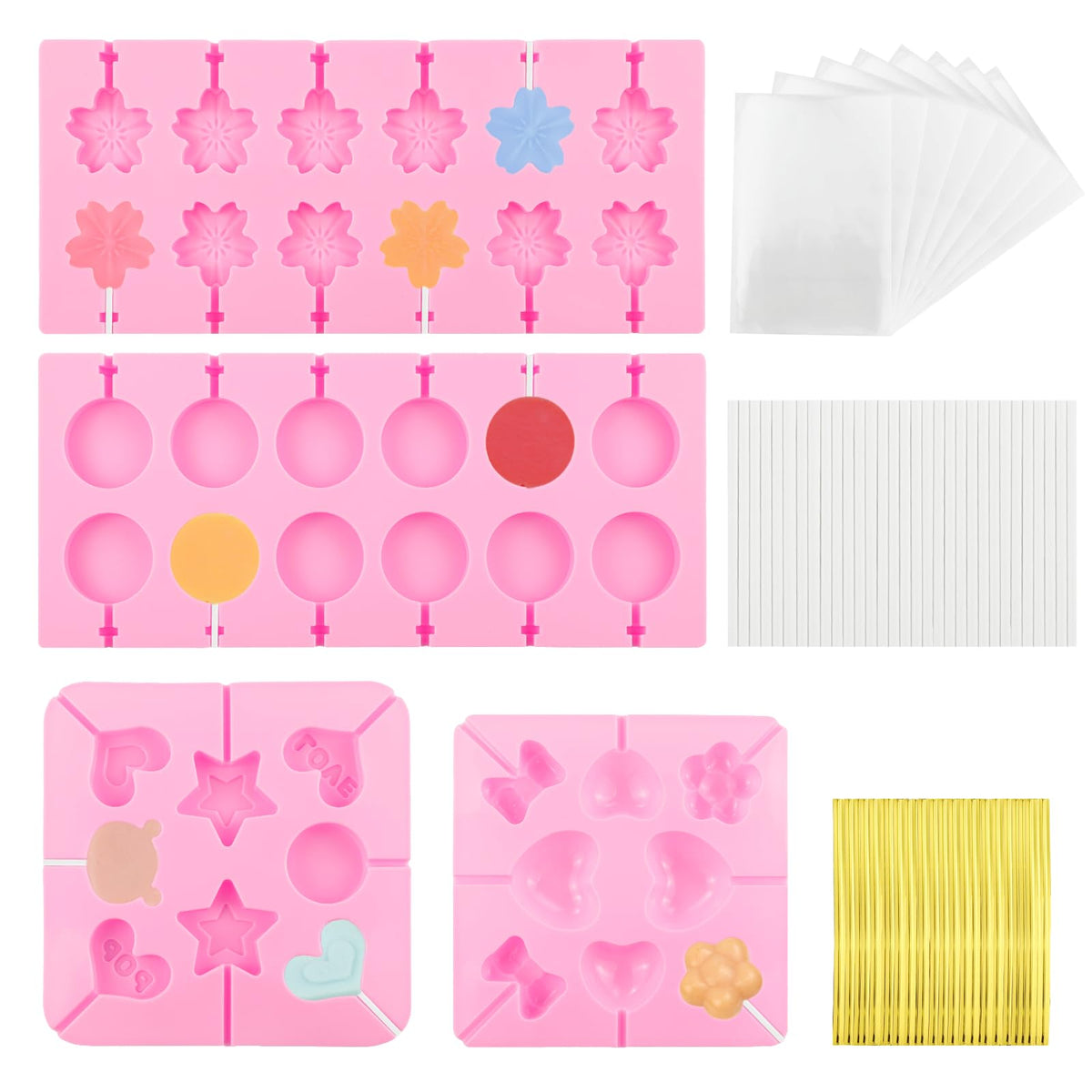4 pack silicone lollipop molds product kit