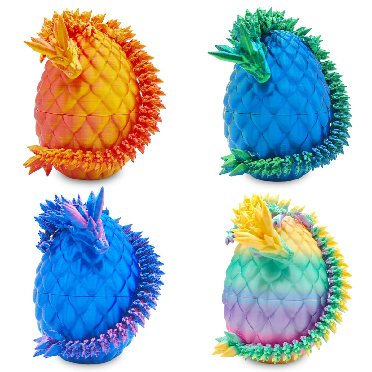 4-pack 3D Printed Dragon Eggs with Dragon Inside