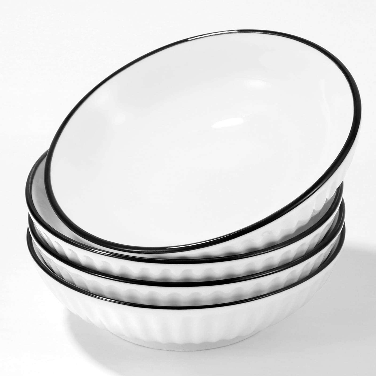 Four piece ceramic dipping sauce dish set for condiments