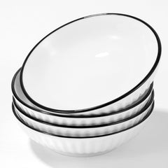 Four piece ceramic dipping sauce dish set for condiments