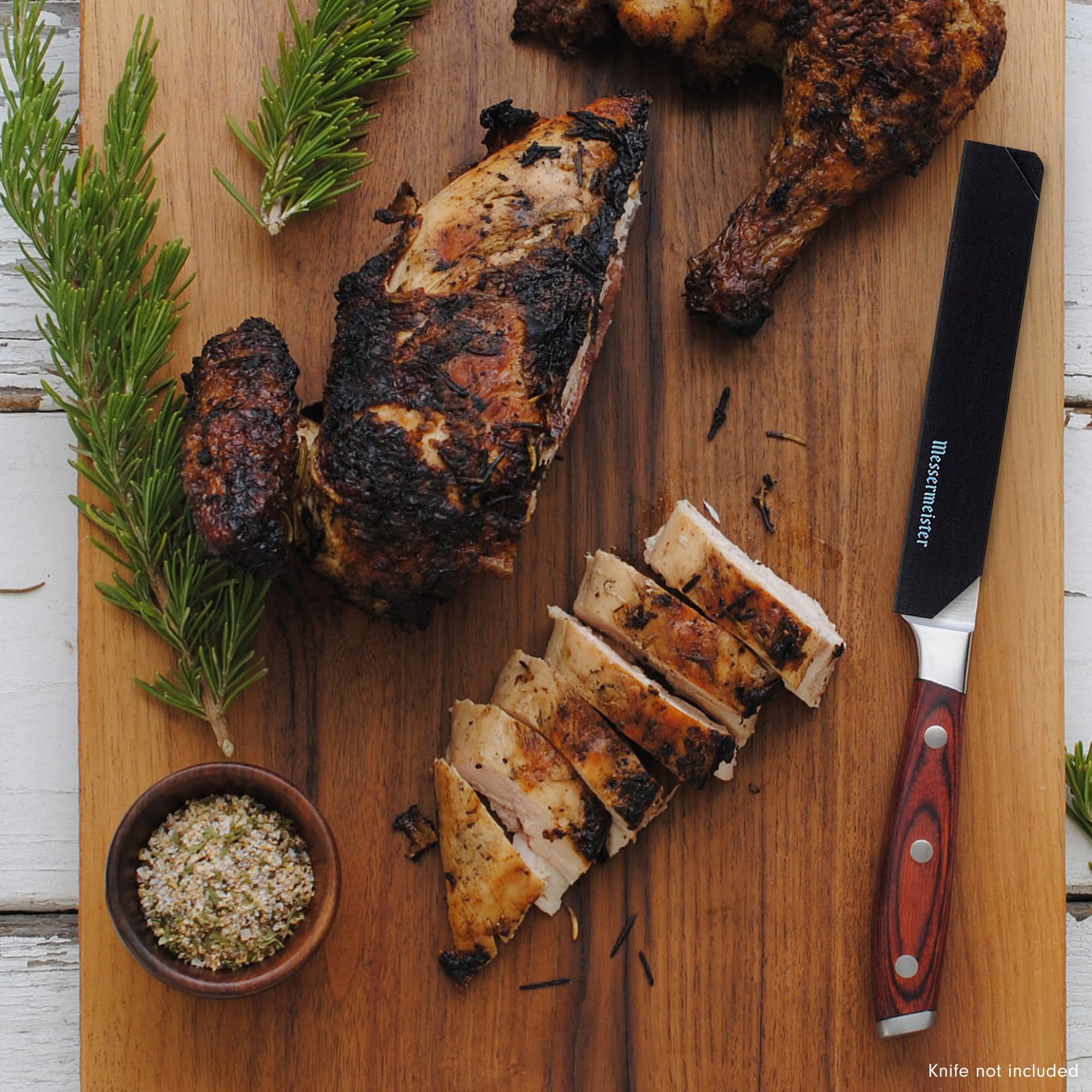 Black Messermeister blade edge-guard for steak knives