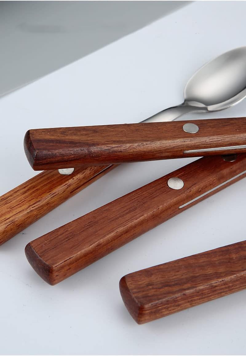 18/8 stainless steel utensils with wooden grip