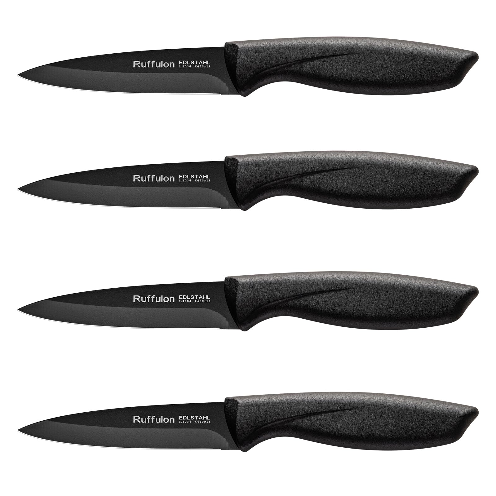 4-piece fruit knife set with stainless steel blades and ergonomic PP handles