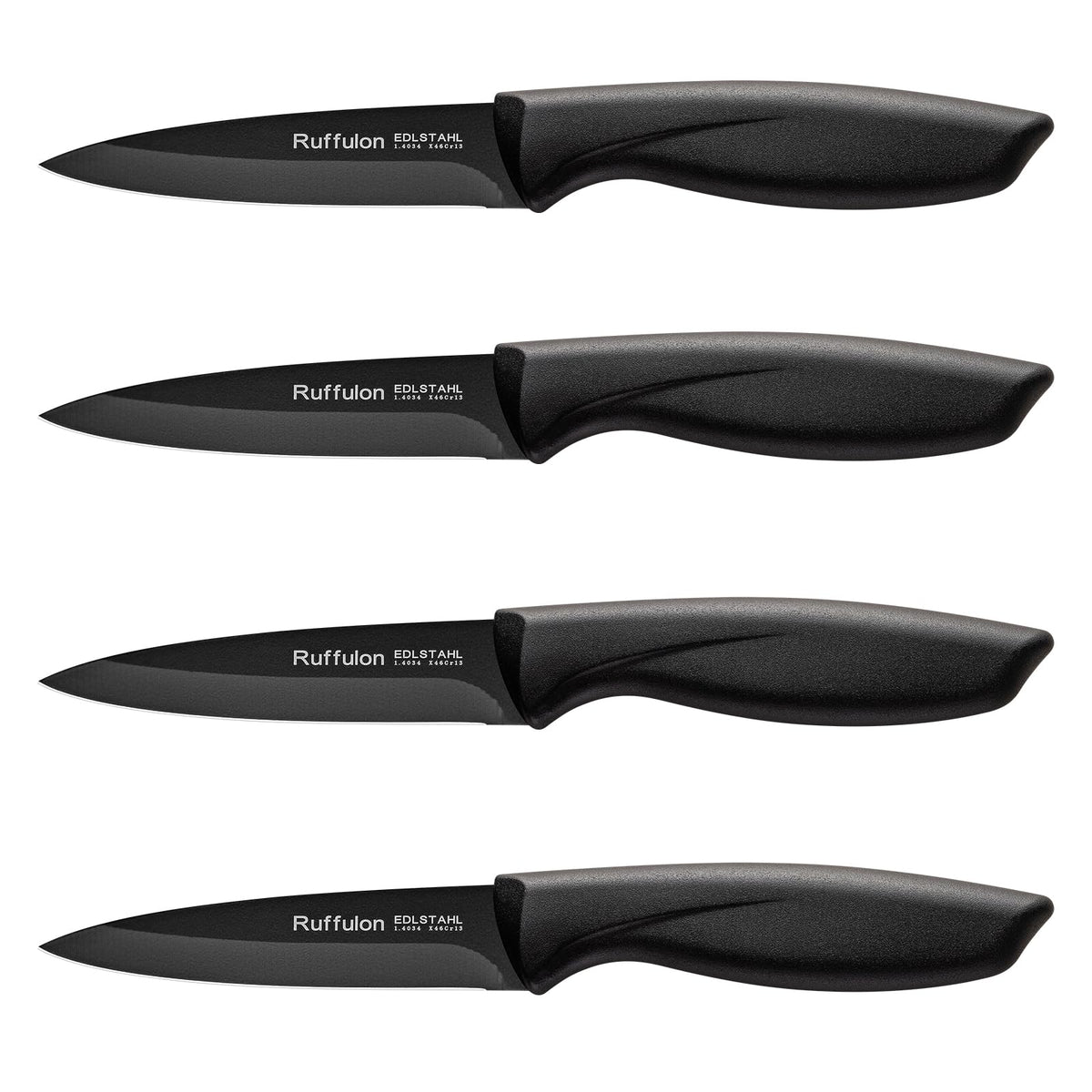 4-piece fruit knife set with stainless steel blades and ergonomic PP handles