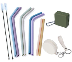 4-Size reusable silicone straws travel set with cases