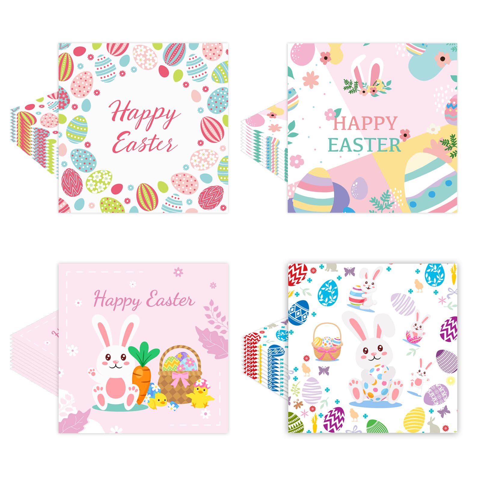 40 pcs Easter Napkins with Purple Bunny Egg Design