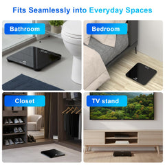 Tempered glass scale with rounded corners for safety