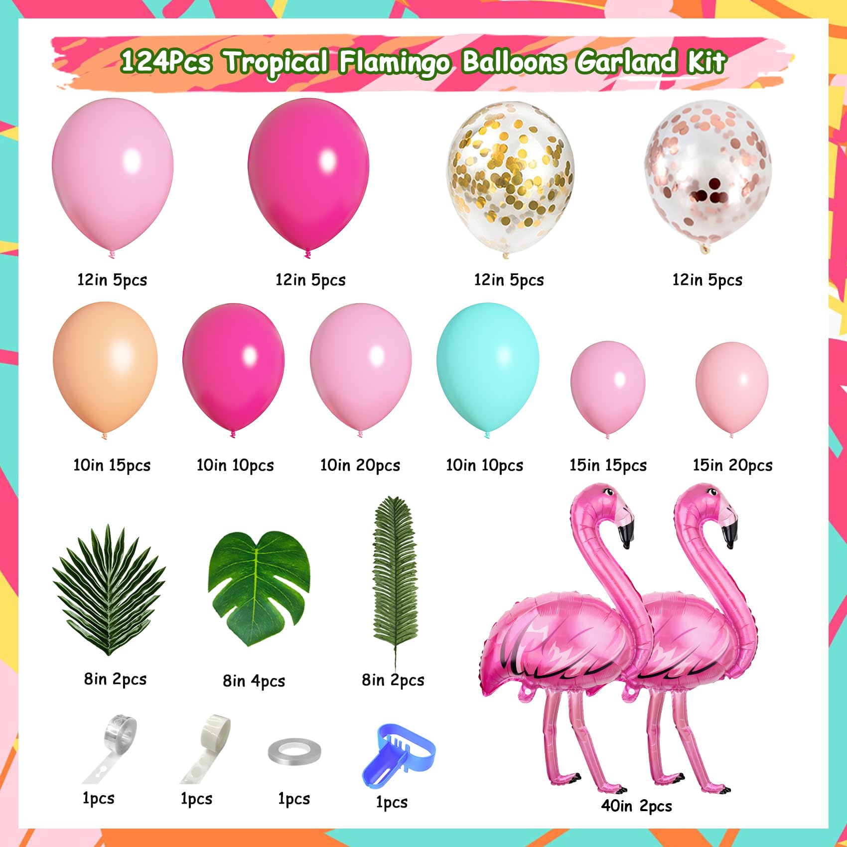 Two 40 inch flamingo balloons for tropical decor