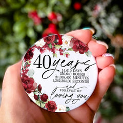 40th Anniversary Christmas Ornament ceramic keepsake closeup