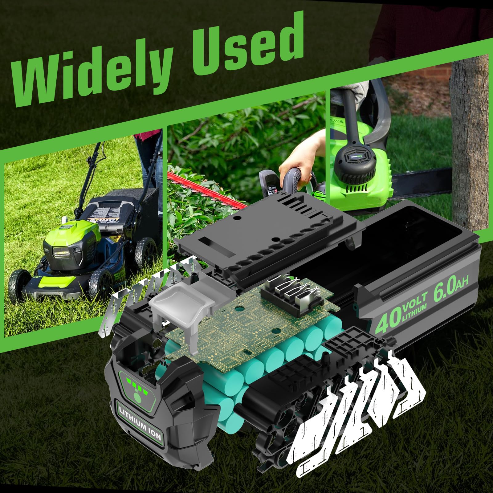 Compatible with lawn mower chainsaw and weed wacker 40V tools